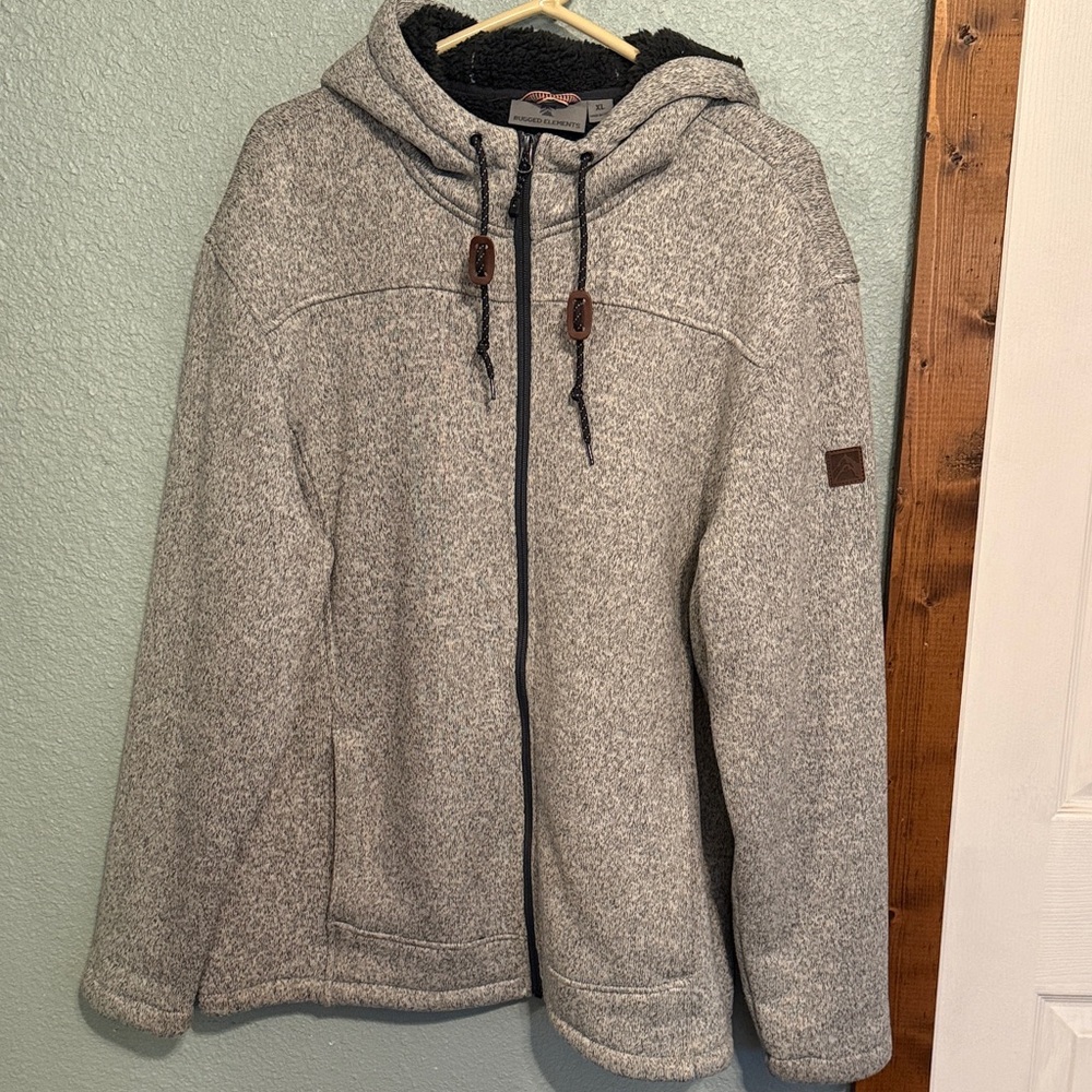 Rugged Elements Heather Gray Hooded Zip-Up Jacket mens NWOT